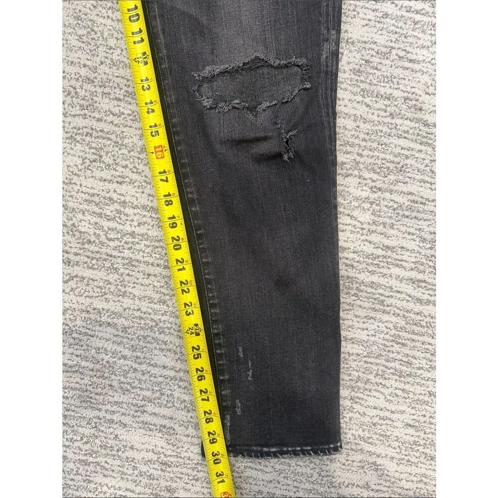 NEW MOUSSY Vintage Black Distressed HOWA Straight Jeans Sz 30